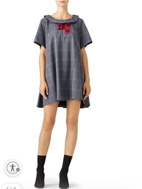Viva Aviva designer plaid round collar swing gray dress women’s size 4 s small